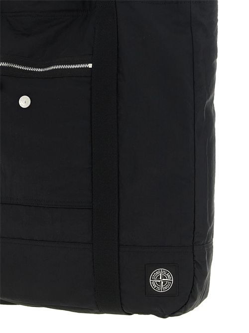 Stone Island Logo Patch Shopping Bag Tote Bag Black Stone Island | K2S159200013S0251V0029 BLACK